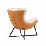 زوري كنب فردي جلد برتقالي مودرن وودي