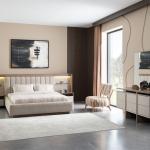 لوجانو غرفة نوم 180 × 200 كريمي 7 قطع وودي