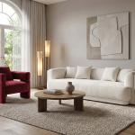 ليكسا كنب مخمل كريمي 4 مقاعد عرض 270 سم وودي