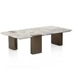 ويلز طاولة وسط مستطيلة بسطح بورسلان وودي