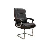 كرسي مكتب ثابت جلد بني وودي