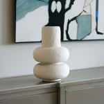 فازة سيراميك بوهيمي بيج متدرجة وودي