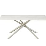 تكساس طاولة طعام من حجر الترافرتين بدون كراسي وودي