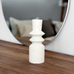 حامل شموع من السيراميك أبيض كبير وودي