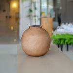 فازة سيراميك دائرية بني وودي