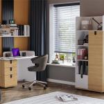 سولد مكتب مع رف خشبي-أبيض 120 سم وودي