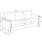 عليا كنب مكتبي ثلاثي كريمي 192 سم وودي