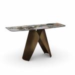 ناتالي طاولة مدخل بسطح رخام صناعي منقوش وودي