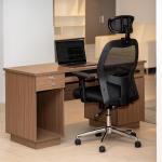 كرسي مكتب أسود بمسند للرأس وودي