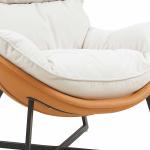 زوري كنب فردي جلد برتقالي مودرن وودي