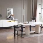 فورزا طاولة طعام خشبيه بيضاء بدون كراسي وودي