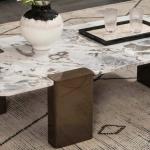 ويلز طاولة وسط مستطيلة بسطح بورسلان وودي