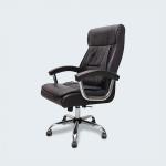 كرسي مكتب جلد بني وودي