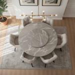 لومار طاولة طعام رخام صناعي بدون كراسي وودي