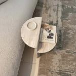 ريفولي طاولة جانبية ترافرتين بيج وودي