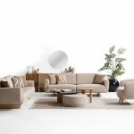 لاروس كنب ثلاثي كريمي وودي