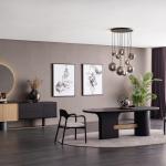 جراند كونسول فخم مع مرآة أسود مع نحاسي وودي