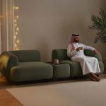 انجيلو كنب زاوية مودرن أخضر وودي