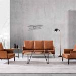 بيلا كنب استقبال مكتبي فاخر فردي برتقالي وودي