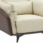 جولز كنب استقبال مكتبي فردي جلد فاخر بيج مع بني وودي