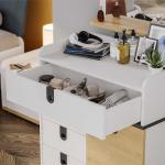 سولد تسريحة مع مرآه خشبي-أبيض وودي