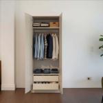 أروبا دولاب 2 باب خشبي 100 سم بأدراج ووحدة تعليق وودي