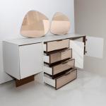 أكورسا كونسول مع مرآة كريمي 4 أدراج وودي