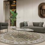 جونا سجاد بلجيكي دائري أخضر بنقوش وزخارف أنيقة