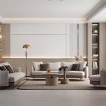 برادا كنب ثلاثي كريمي 240 سم وودي