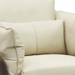 جولز كنب استقبال مكتبي فردي جلد فاخر بيج مع بني وودي