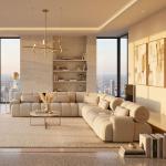 إمبريال كنبة زاوية بيج 5 قطع – تصميم فاخر بمسند ظهر متحرك