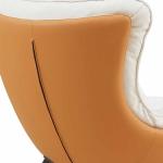 زوري كنب فردي جلد برتقالي مودرن وودي