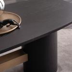 جراند طاولة طعام 230 سم أسود مع نحاسي بدون كراسي وودي