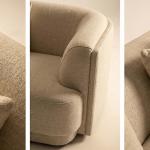 ليكسا كنب  قماش كتان بيج 3 مقاعد عرض 240 سم وودي