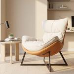 زوري كنب فردي جلد برتقالي مودرن وودي