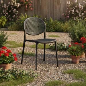 لينتو كرسي حدائق ومقاهي وودي - أسود
