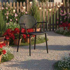 أيرلاين كرسي حدائق ومقاهي وودي - أسود