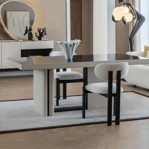 بونتي طاولة طعام بسطح زجاجي بدون كراسي وودي - 10-كراسي