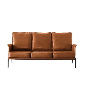 بيلا كنب استقبال مكتبي ثلاثي جلد فاخر برتقالي وودي