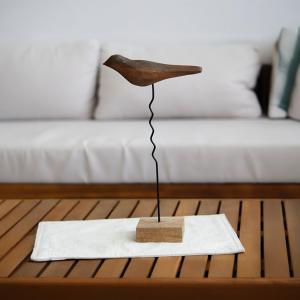 تحفة تمثال الطائر الخشبي ضغير وودي