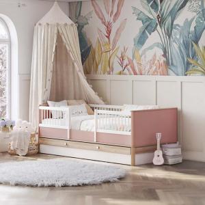 بونو سرير للأطفال الصغار 120×100 سم زهري وودي