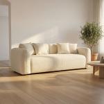 دون كنب ثلاثي قماش كريمي عرض 250 سم وودي