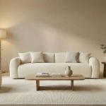 دون كنب رباعي قماش كريمي عرض 280 سم وودي