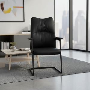 ألفا كرسي زائر جلد أسود وودي