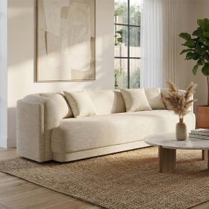 ليكسا كنب قماش كتان بيج 4 مقاعد عرض 270 سم وودي