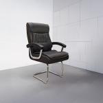 كرسي مكتب جلد ثابت أسود وودي