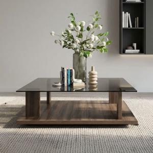 بيتي طاولة قهوة زجاج 120سم وودي