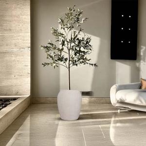 مركن أشجار بيج من الفخار وودي