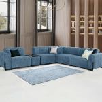 فيولا طقم كنب زاوية أزرق وودي