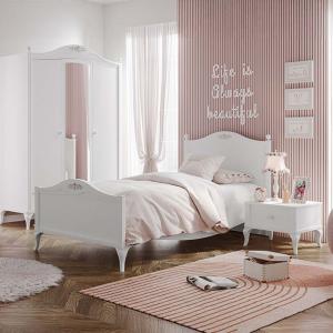 جاسمين سرير مفرد أبيض 100*200 سم وودي